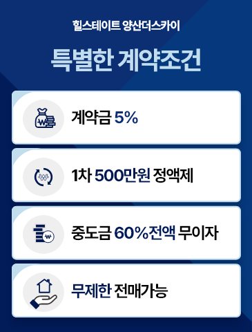 특별한 계약조건 — 계약금 5%, 1차 500만원 정액제, 중도금 60% 전액 무이자, 무제한 전매가능